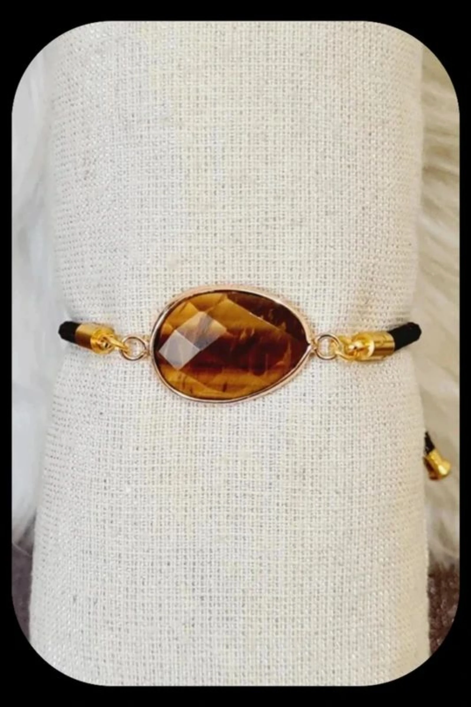 Bracelet cordon réglable oeil de tigre